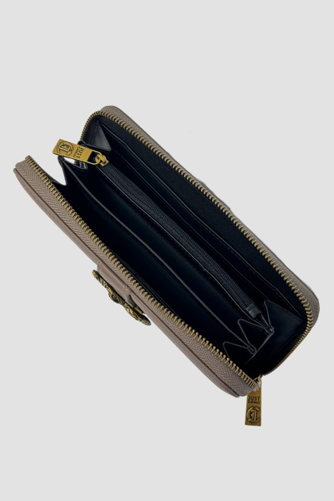 JUST CAVALLI Portofel de damă din taupe Iconic Snakes - Style 15