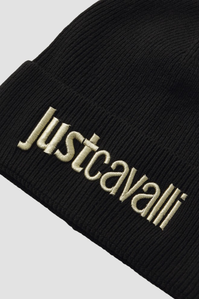 JUST CAVALLI Black women's wool blend beanie hat