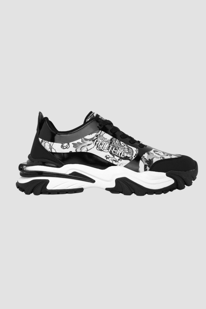 VERSACE JEANS COUTURE Czarno-białe sneakersy męskie Fondo New Trail Trek Dis. 10