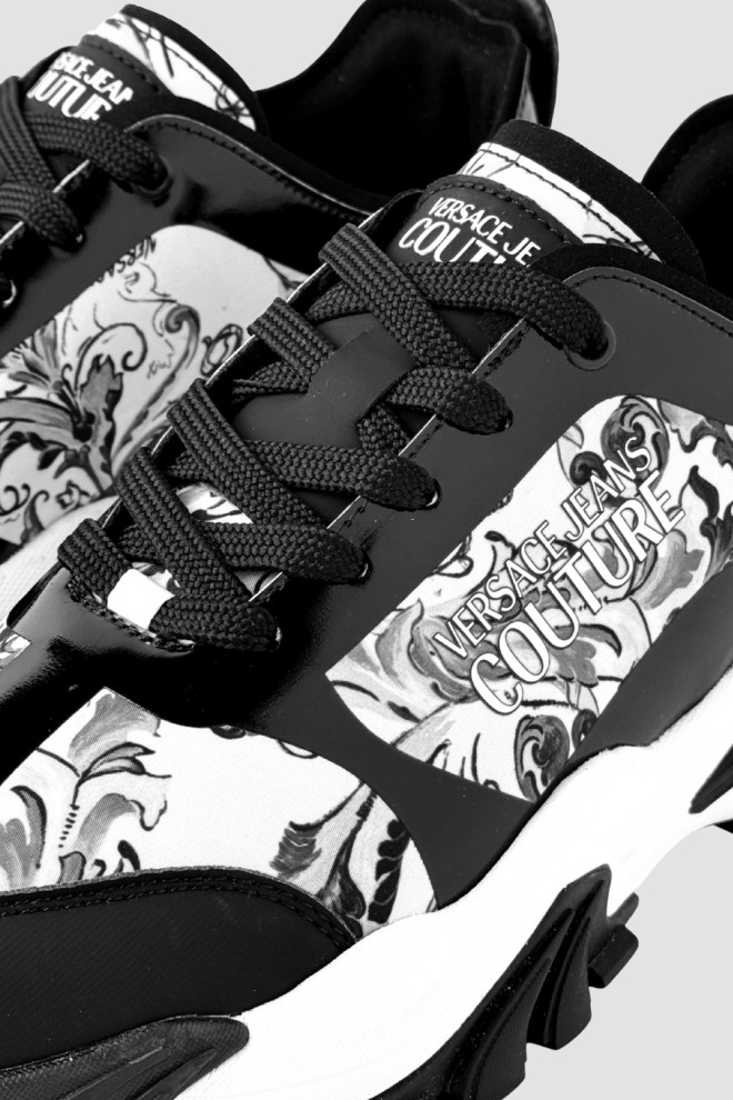 VERSACE JEANS COUTURE Czarno-białe sneakersy męskie Fondo New Trail Trek Dis. 10