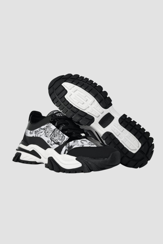 VERSACE JEANS COUTURE Czarno-białe sneakersy męskie Fondo New Trail Trek Dis. 10