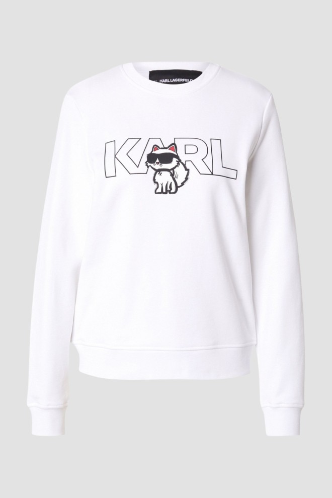 KARL LAGERFELD Biała bluza damska Ikon z nadrukiem