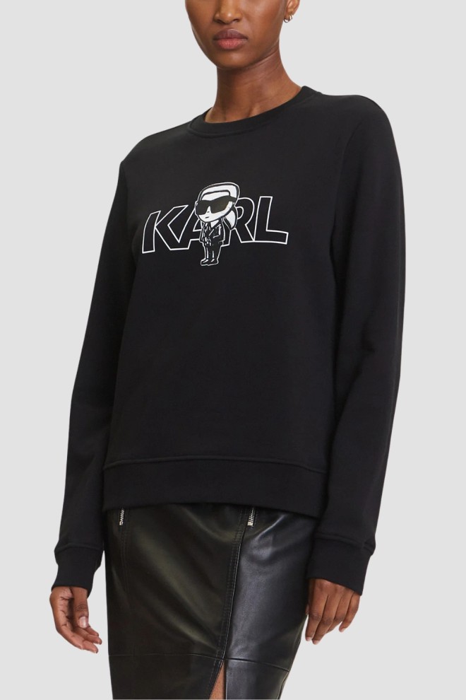 Жіночий світшот KARL LAGERFELD з принтом Ikon чорного кольору
