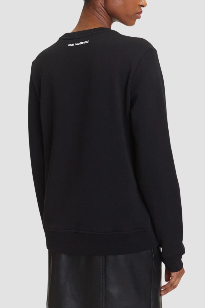 KARL LAGERFELD Czarna bluza damska Ikon z nadrukiem
