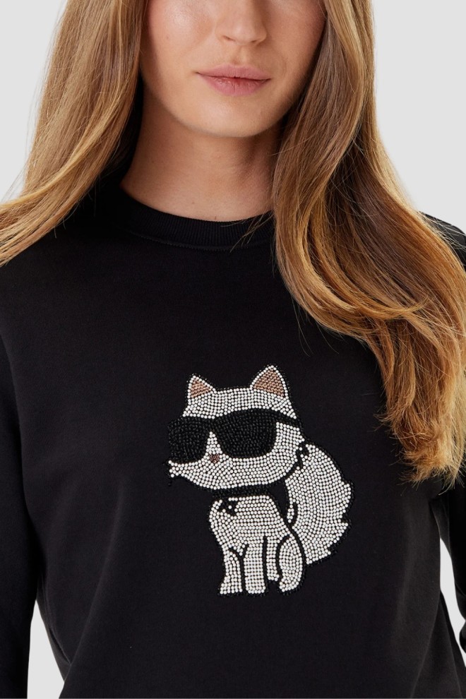 KARL LAGERFELD Жіночий чорний світшот з цирконами Ikon RS