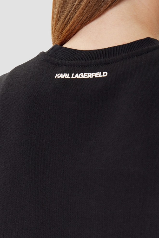 KARL LAGERFELD Bluza czarna damska z cyrkoniami Ikon RS