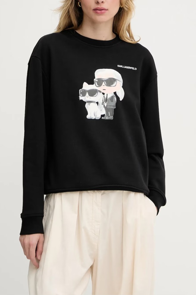 KARL LAGERFELD Tricou negru pentru femei Ikon Duo