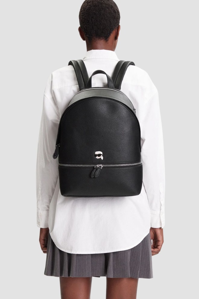 KARL LAGERFELD Rucsac negru pentru bărbați Ikon din piele granulată