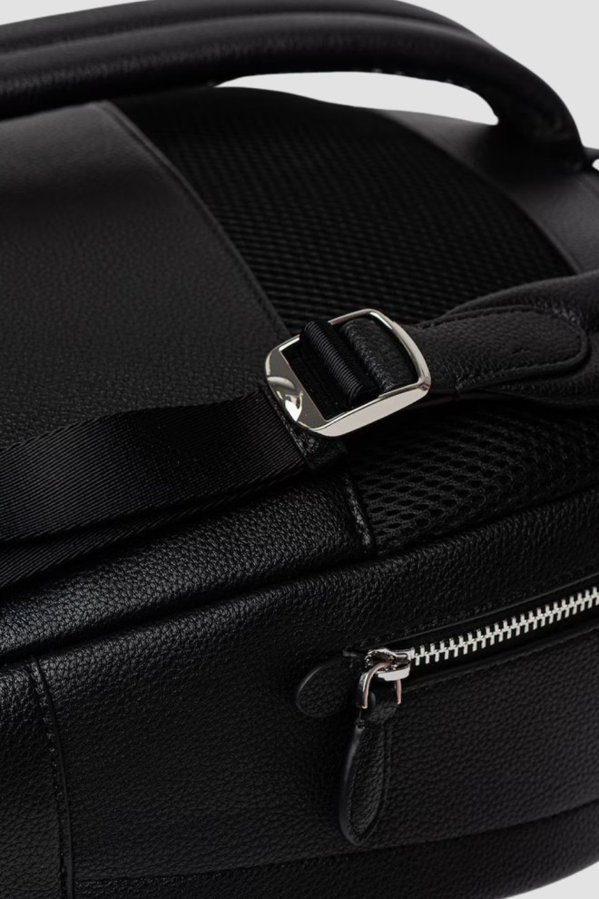 KARL LAGERFELD Black Men's Ikon Grainy Leather Backpack