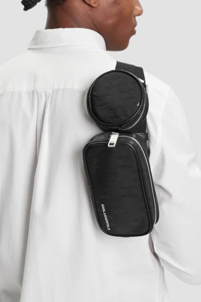 KARL LAGERFELD Negru bărbați monogramă dublu rinichi