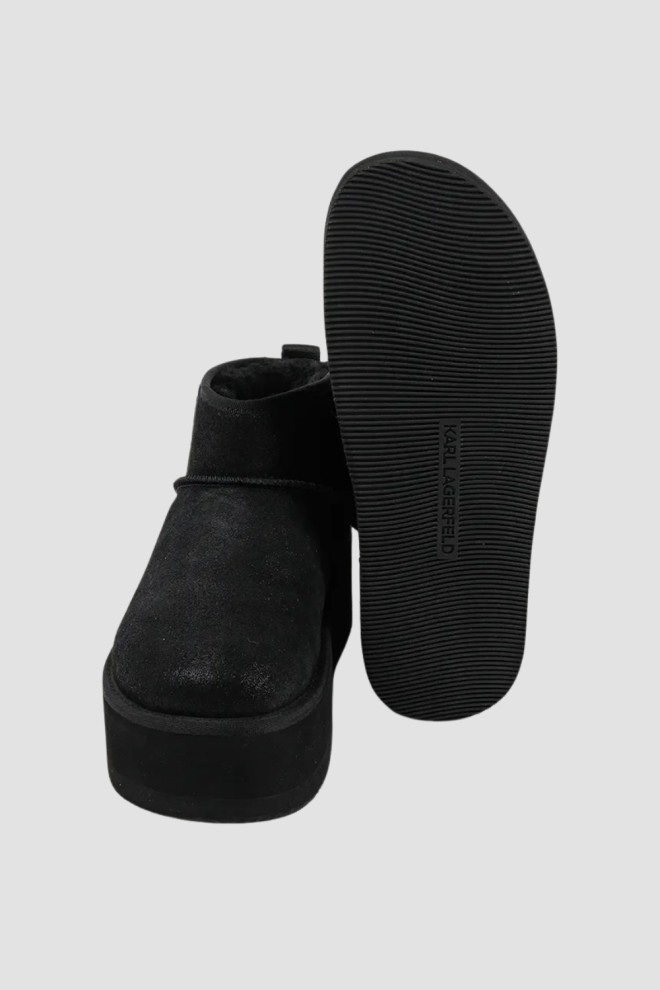 KARL LAGERFELD Czarne botki zamszowe THERMO Lo Slip On Boot