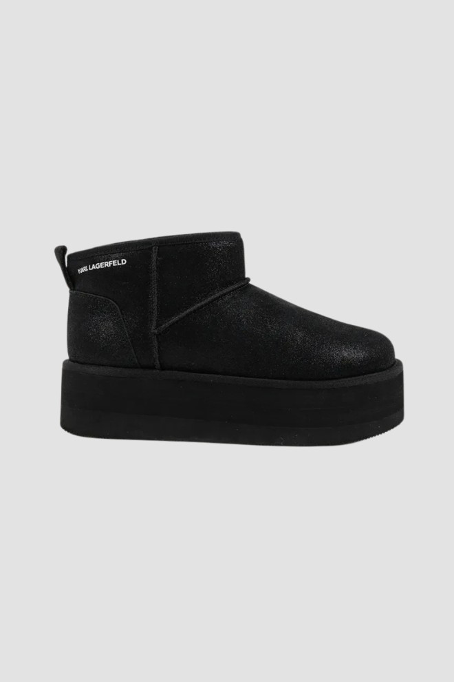 KARL LAGERFELD Czarne botki zamszowe THERMO Lo Slip On Boot