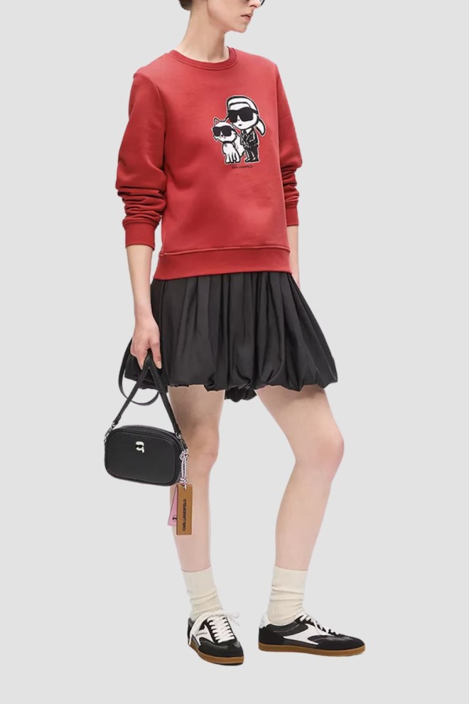 KARL LAGERFELD Red Women's Ikon Sketch Duo Sweatshirt
