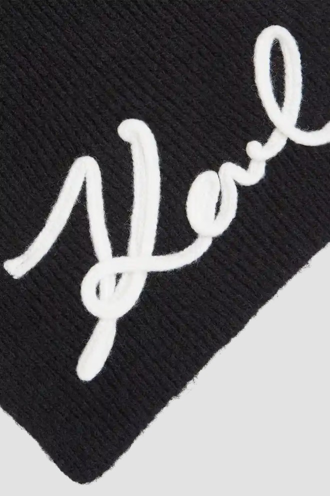 KARL LAGERFELD Black women's Logo Signature scarf with wool blend