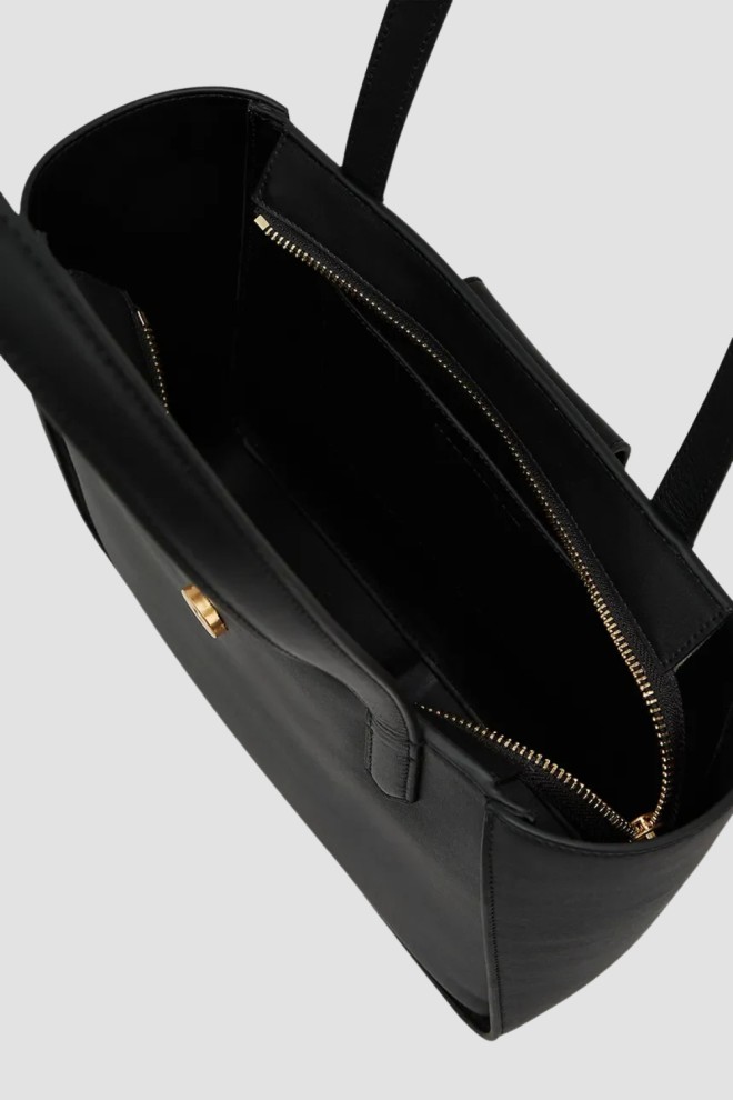 KARL LAGERFELD Geantă shopper neagră cu logo auriu Signature