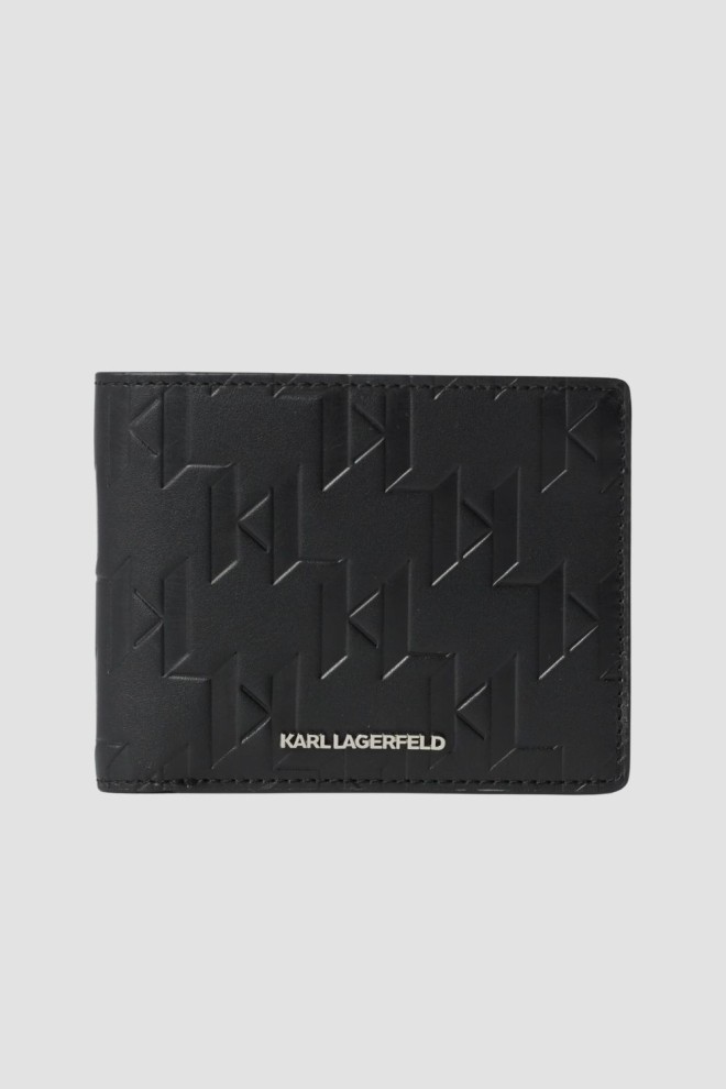 KARL LAGERFELD Чорний шкіряний гаманець Loom Bifold