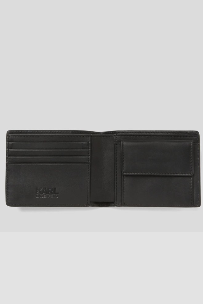 KARL LAGERFELD Czarny portfel skórzany Loom Bifold