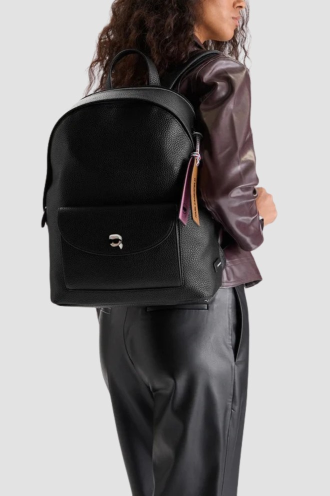 KARL LAGERFELD Black Women's Ikon Pebble Backpack