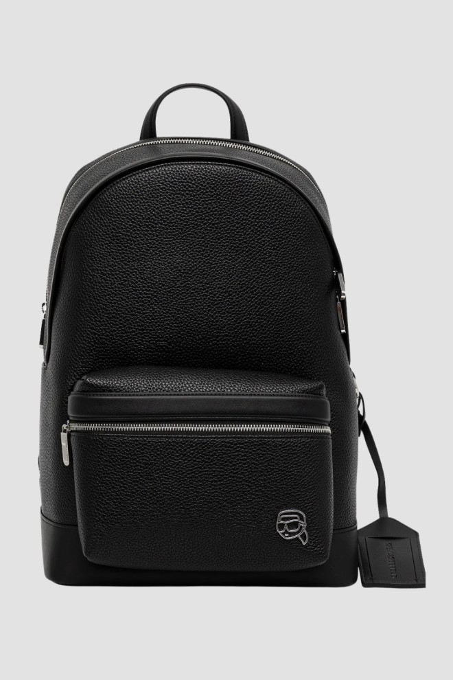 KARL LAGERFELD Black ecological leather men's backpack Ikon
