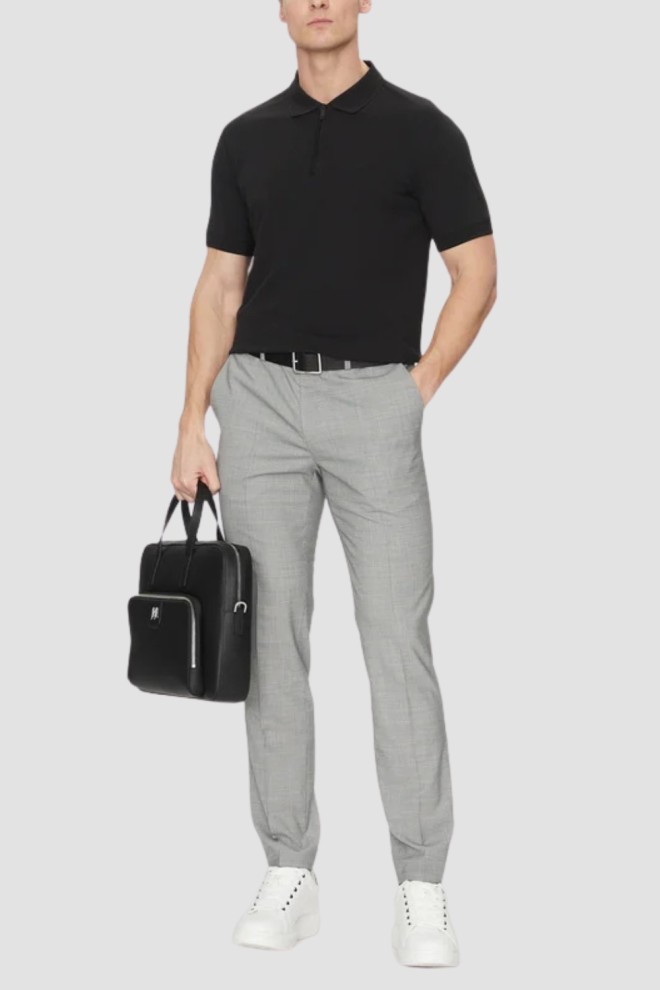 KARL LAGERFELD Black leather briefcase for men with logo