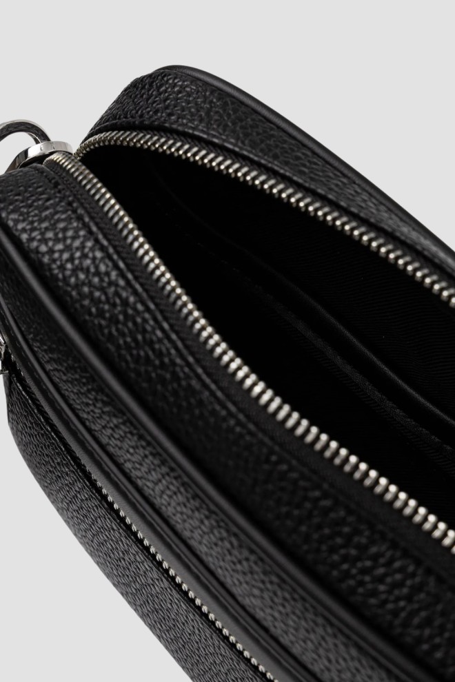 KARL LAGERFELD Men's black eco leather pouch with Ikon logo