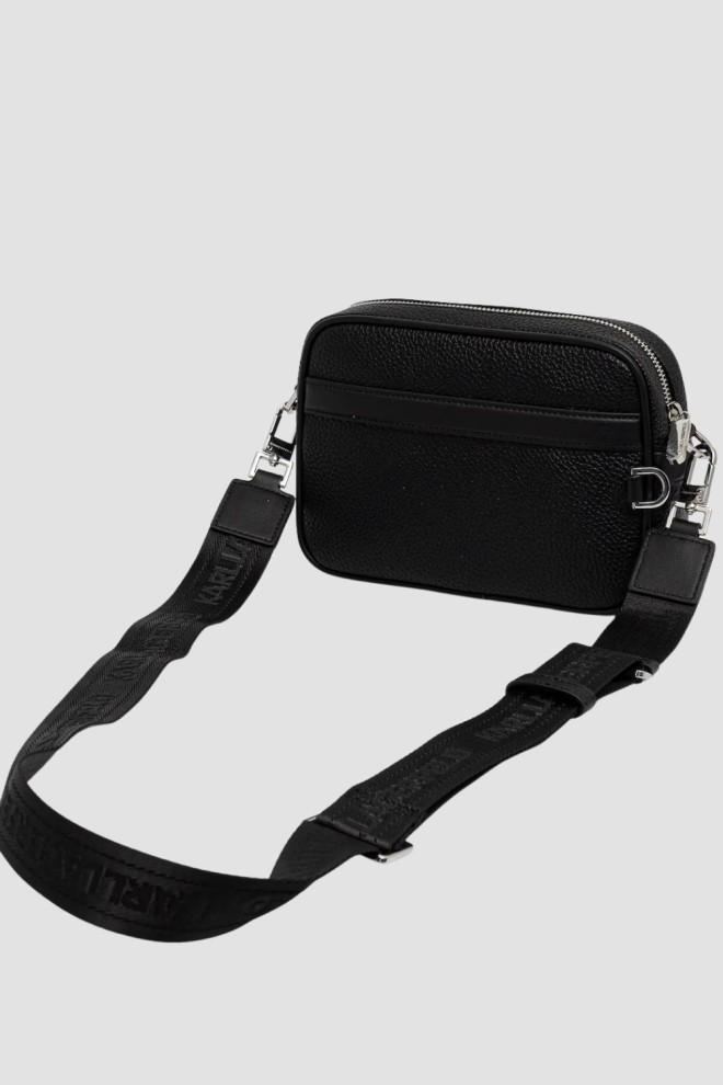 KARL LAGERFELD Men's black eco leather pouch with Ikon logo