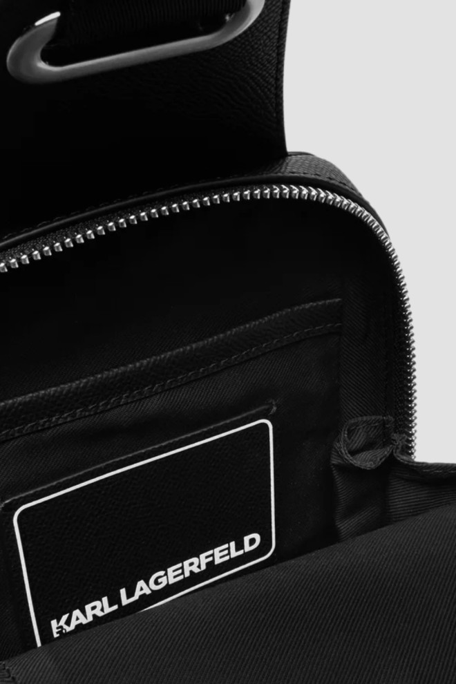 KARL LAGERFELD Negru monogramă rinichi Sling Bag