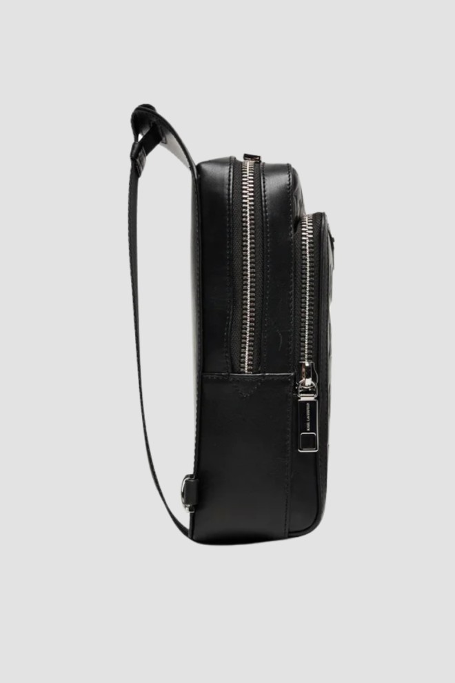 KARL LAGERFELD Czarna torba skórzana Loom Sling Bag