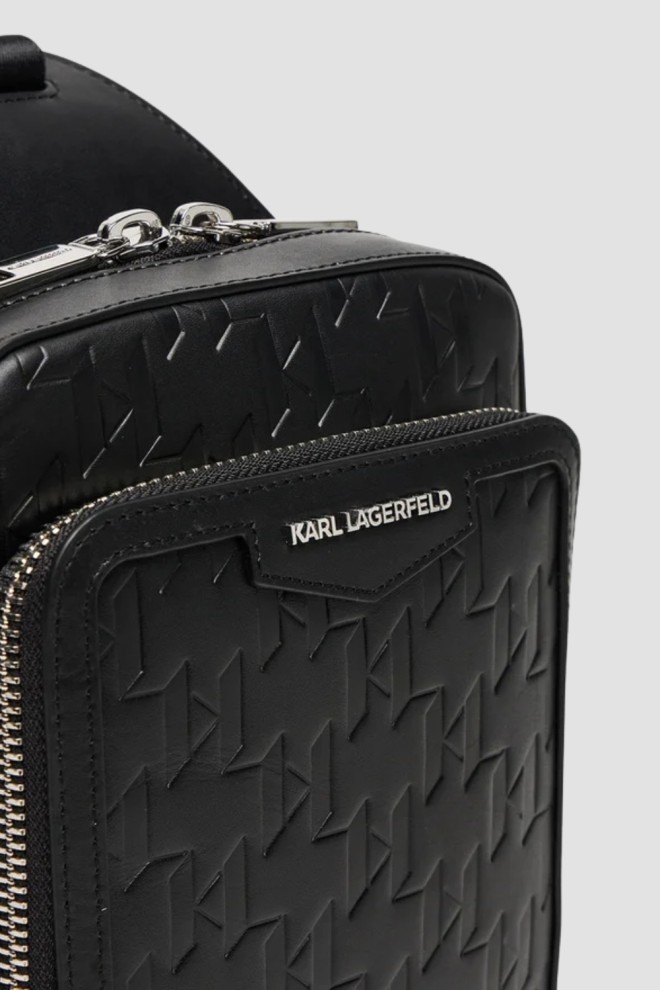 KARL LAGERFELD Piele neagră Loom Sling Bag