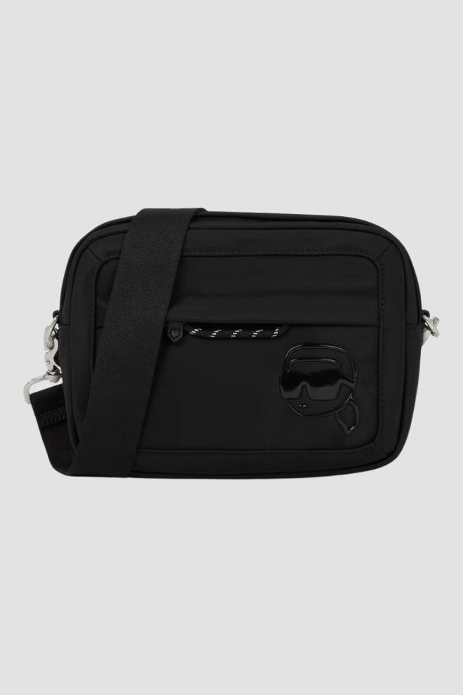 KARL LAGERFELD Black Ikon Nylon Tonal Print Sachet