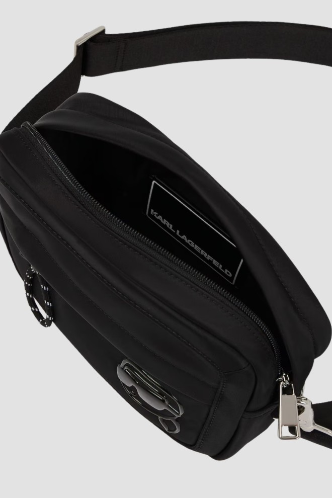 KARL LAGERFELD Czarna saszetka Ikon Nylon Tonal Print