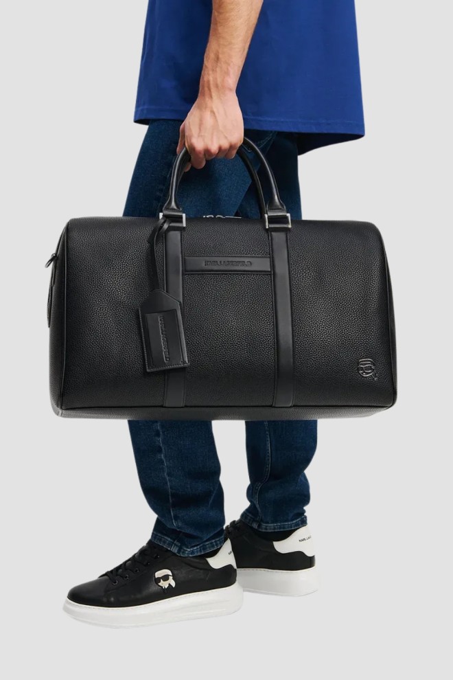 KARL LAGERFELD Black Ikon Outline Weekender Travel Bag