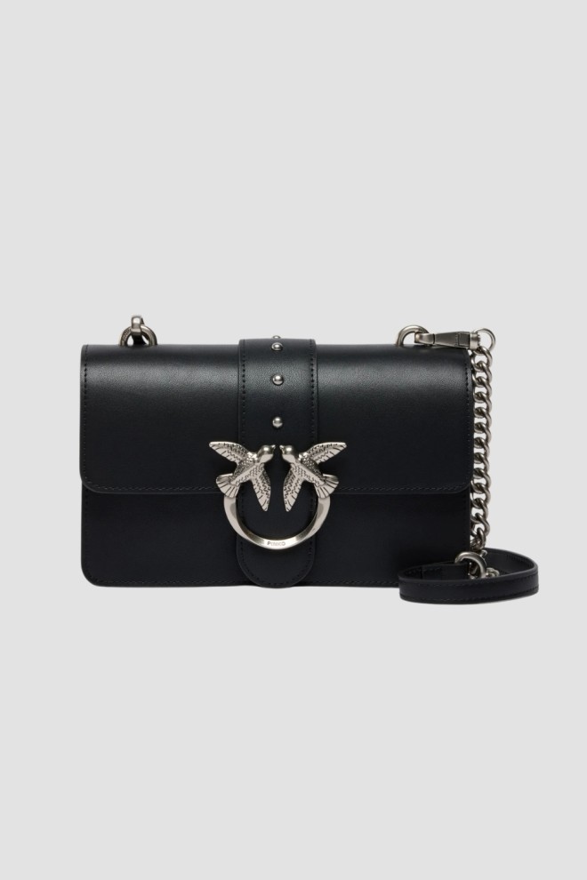 PINKO Czarna kopertówka Love One Mini St. Cl Vitello Seta