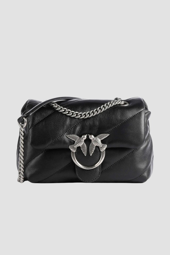 PINKO Black Love Puff Mini Cl Sheep Nappa Clutch Bag
