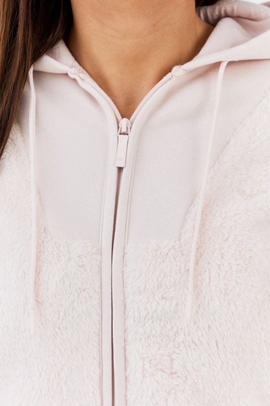 EMPORIO ARMANI Pink plush women's unbuttoned sweatshirt