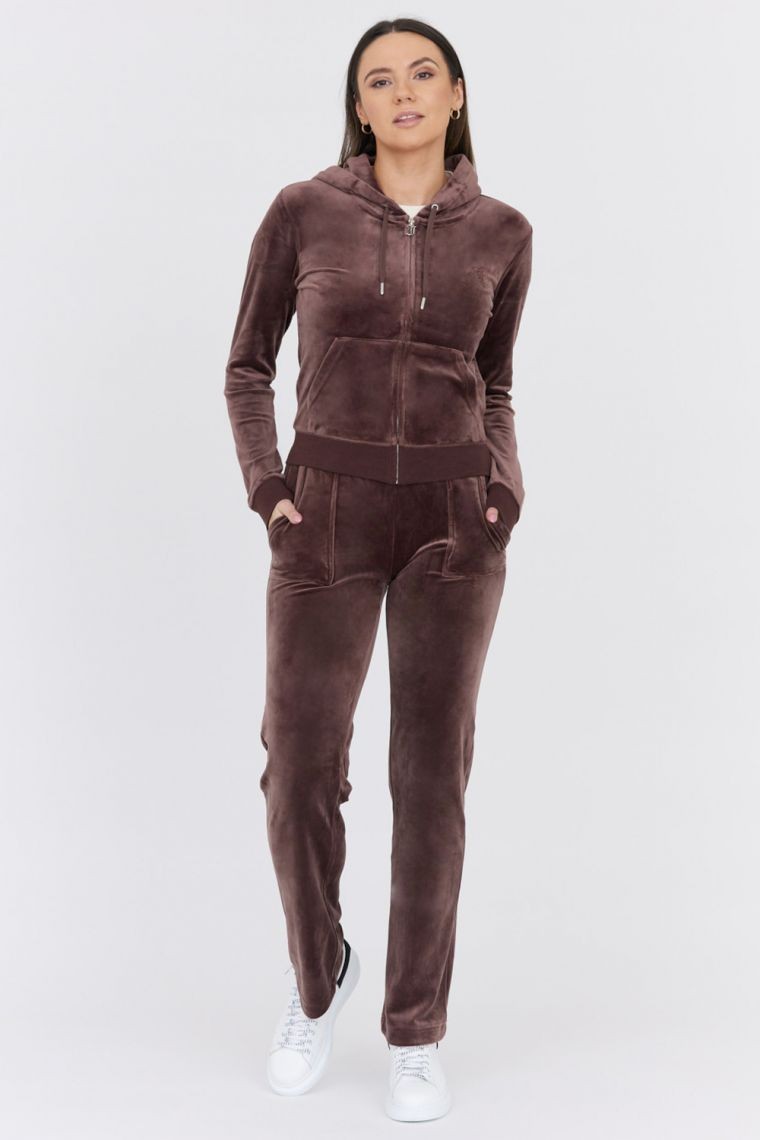 Hanorac cu fermoar din catifea maro pentru femei JUICY COUTURE 