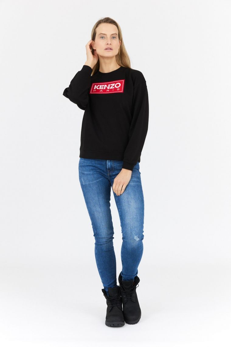 KENZO Black women's sweatshirt with logo applique