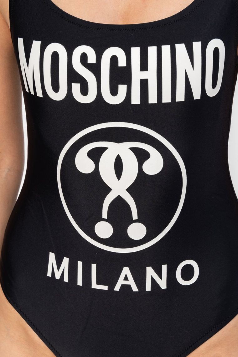 MOSCHINO Чорний купальник із білим логотипом