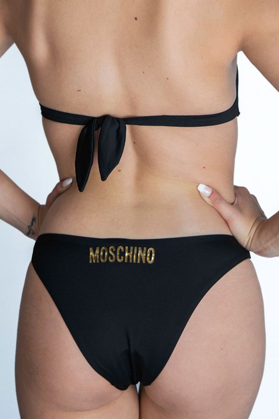 MOSCHINO SWIM Dół od bikini złote metalowe logo