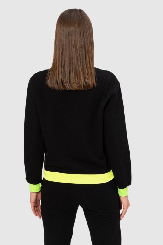 MOSCHINO Black sweatshirt with neon logo