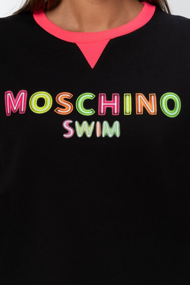 MOSCHINO Black sweatshirt with neon logo