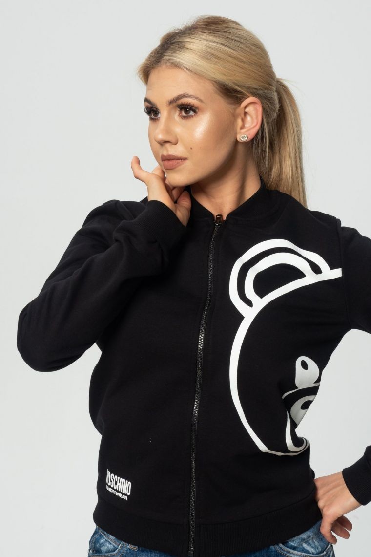 MOSCHINO Czarna bluza damska na zamek