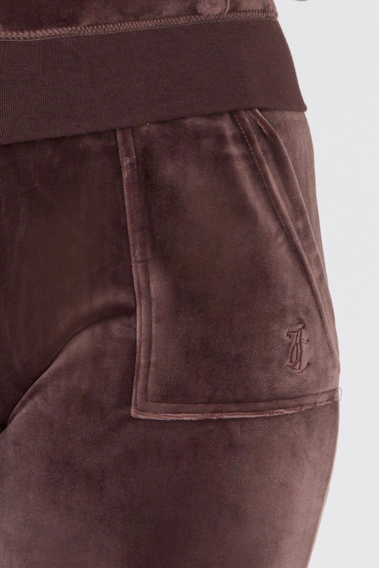 JUICY COUTURE Brązowe spodnie dresowe z weluru
