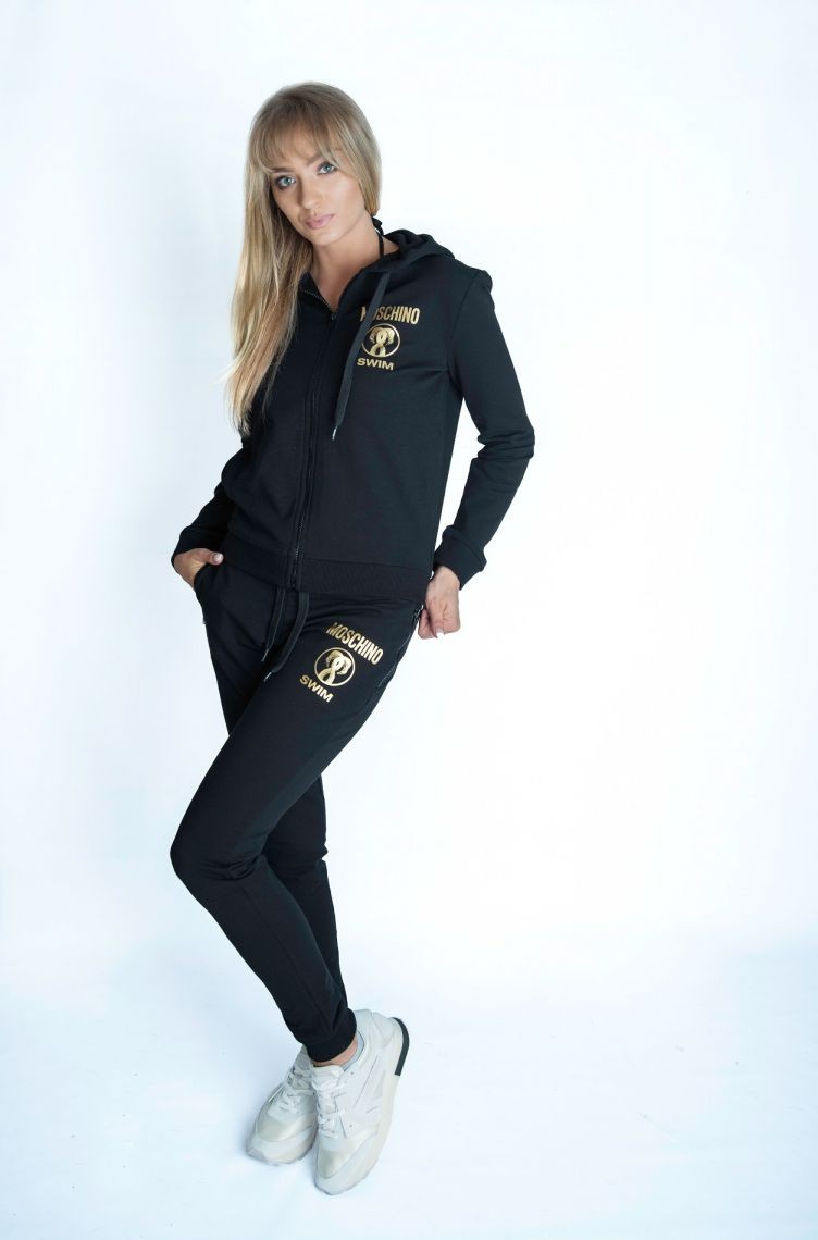 Pantaloni de trening MOSCHINO SWIM, negri, pentru femei