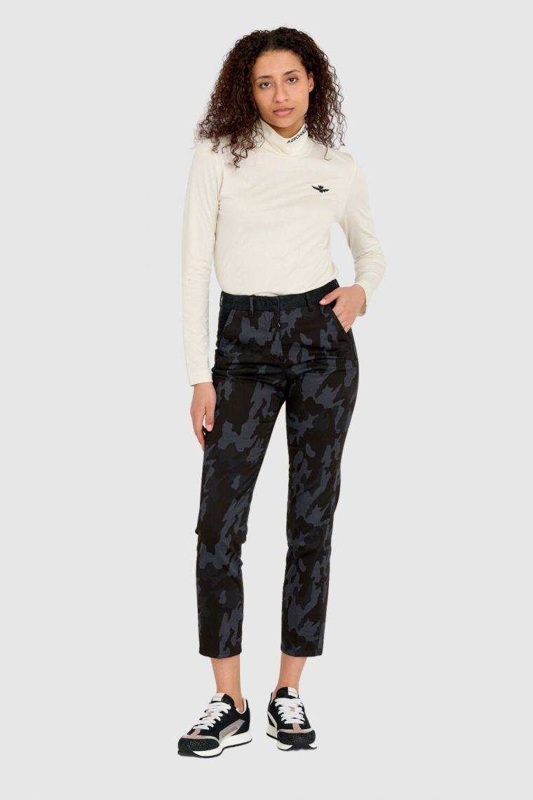 AERONAUTICA MILITARE Spodnie chinosy damskie w czarne moro