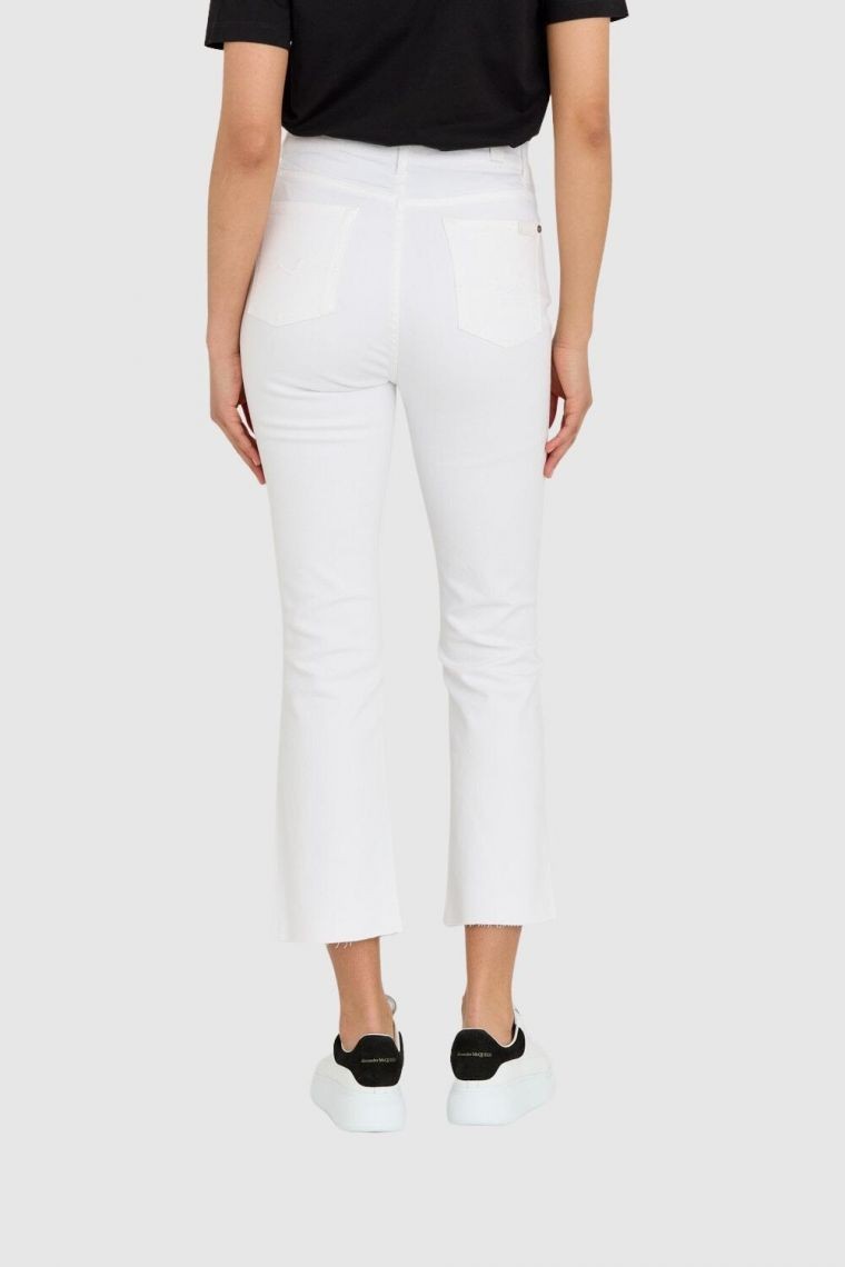 7 FOR ALL MANKIND Blugi albi pentru femei cu picior crud lărgit HW Slim Kick