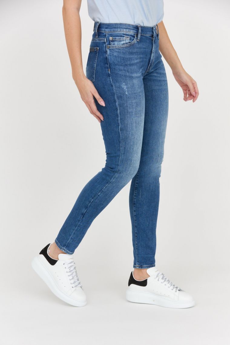 7 FOR ALL MANKIND Jeansy z przetarciami HW SKINNY SLIM ILLUSION Outline