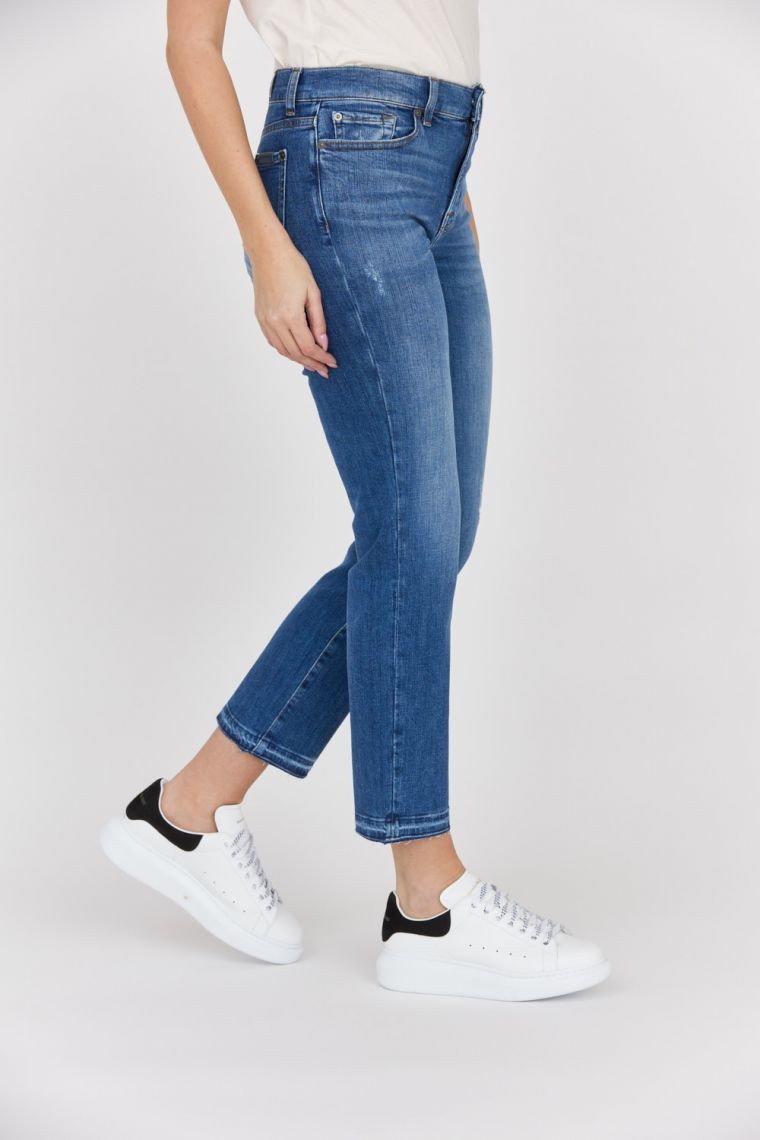 7 FOR ALL MANKIND Blugi blue pentru femei THE STRAIGHT CROP SLIM ILLUSION