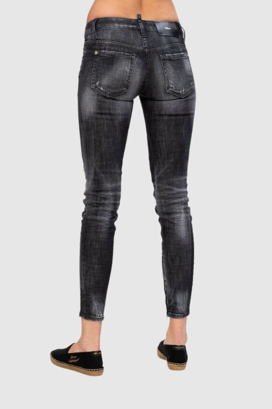 DSQUARED2 Medium waist skinny jeans czarne jeansy damskie