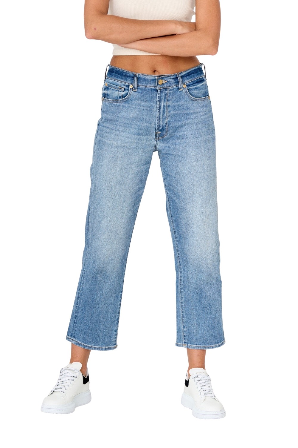 7 FOR ALL MANKIND Błękitne jeansy damskie THE MODERN STRAIGHT TRILIG